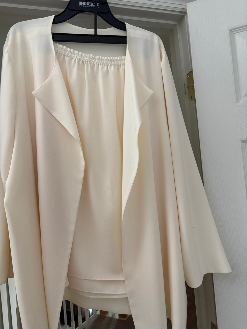 Chic Cream Long-Sleeve Layered Dress with Draped Jacket